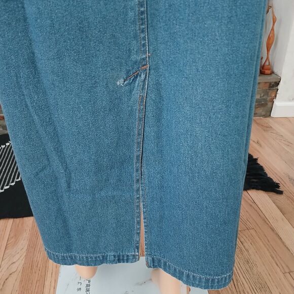 Denim Dress Maxi Size 14 Back Zipper Large Deep Pockets Cotton Casual Summer - Picture 14 of 15